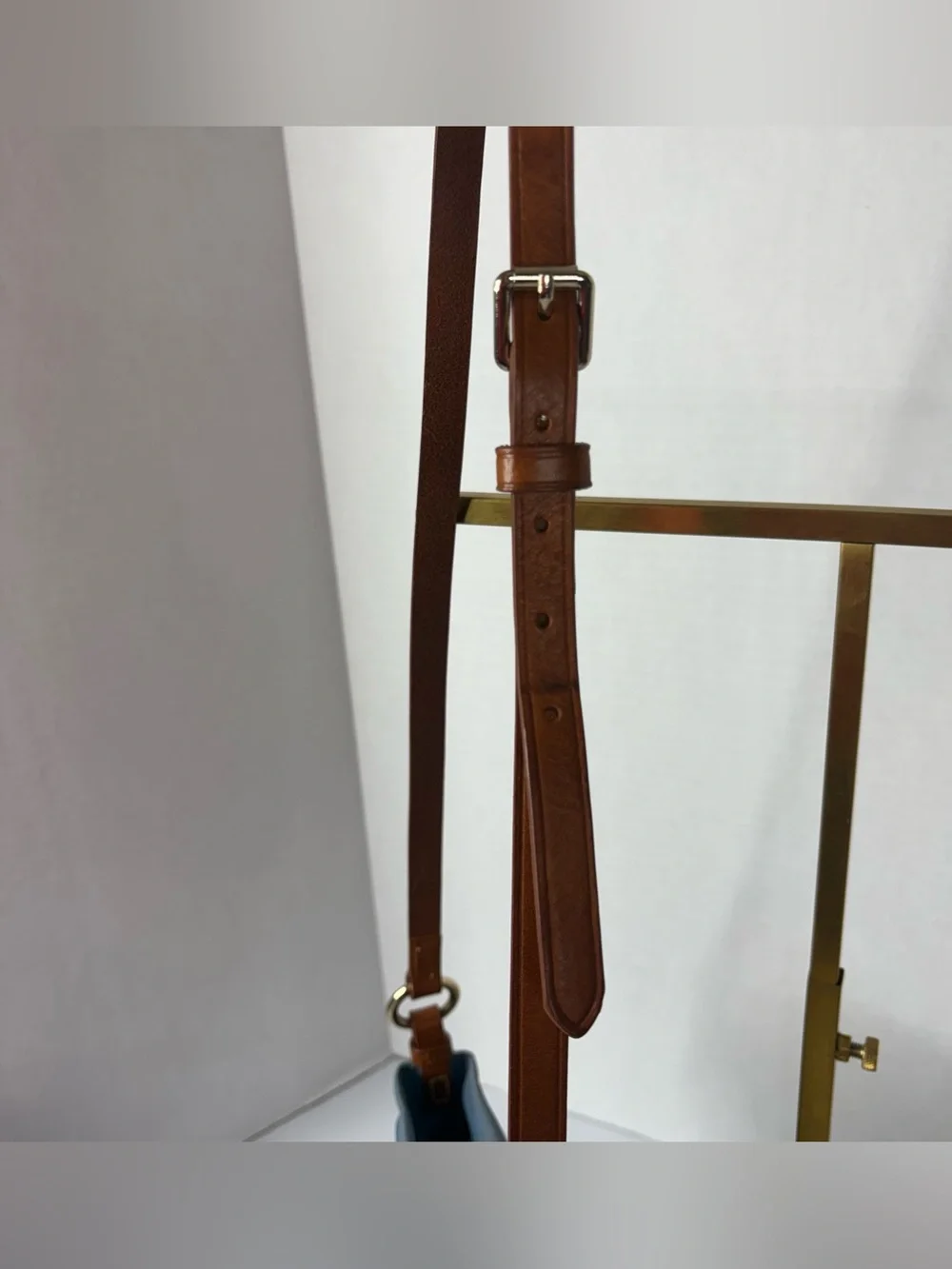 Dooney & Bourke Sky Blue Nylon  Crossbody with Brown Trim and Adjustable Strap